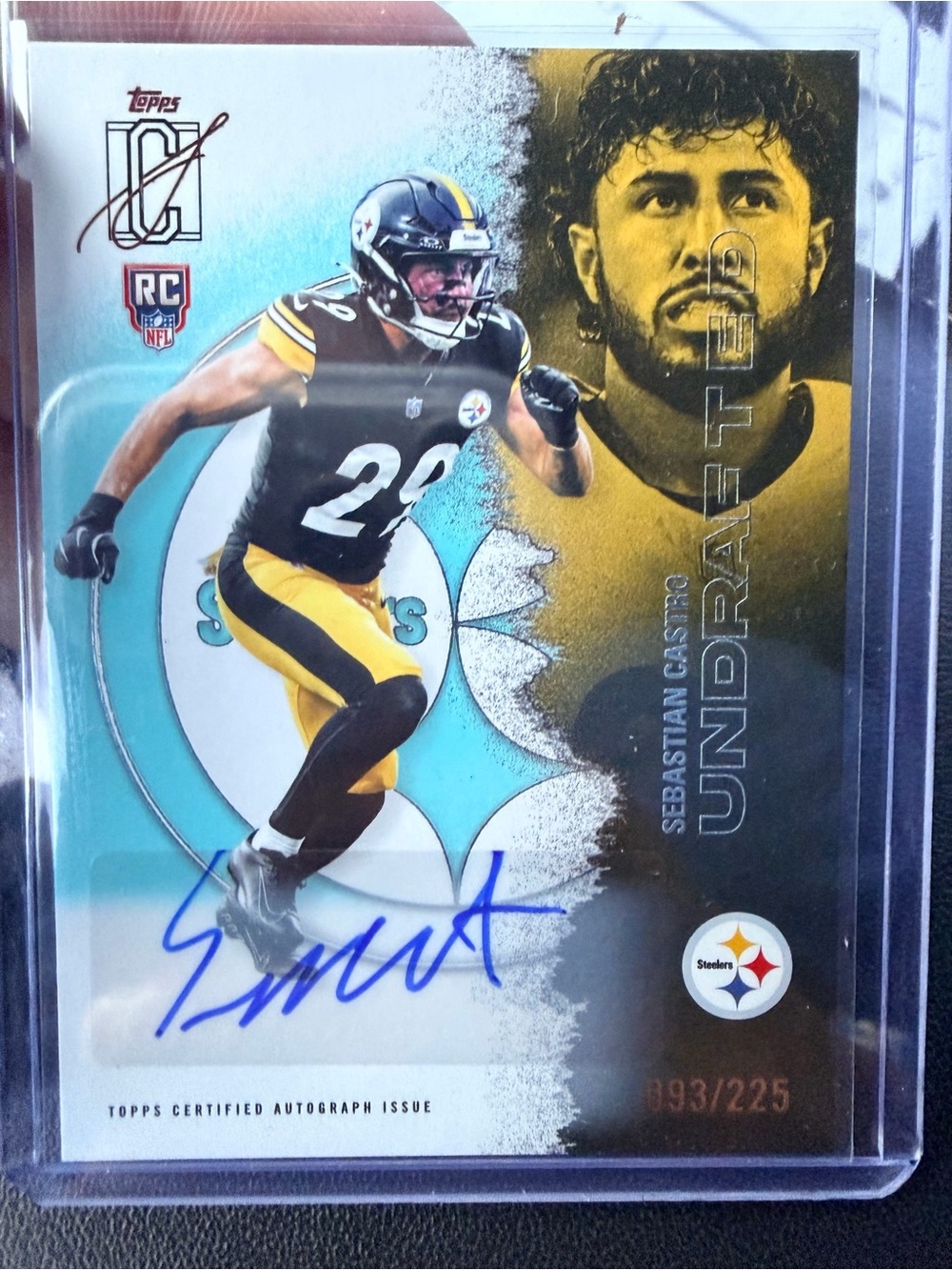 Topps Football Rookie Autograph Card - Black, Yellow, Teal